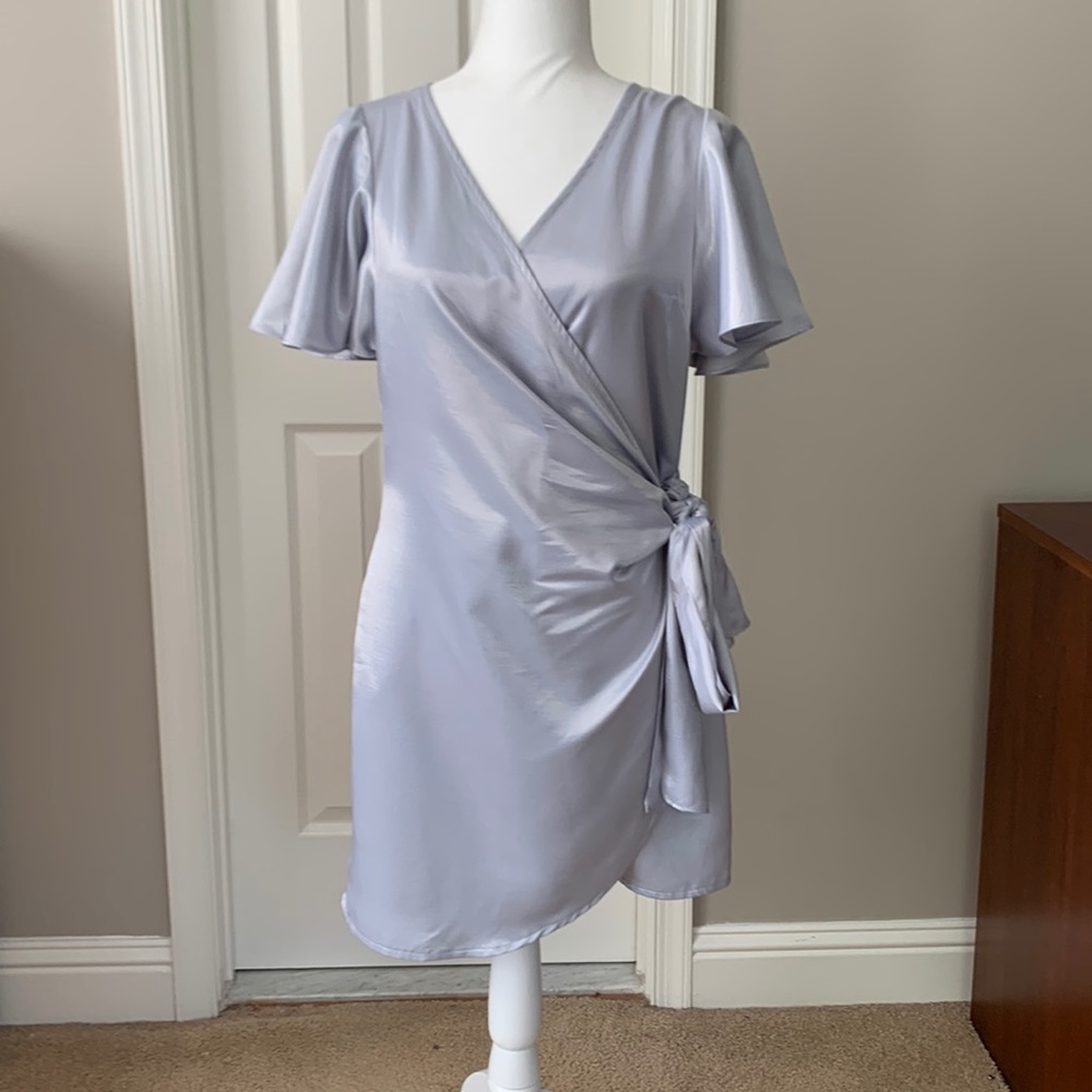 Vici Light Blue Wrap Tie Dress - Picture 3 of 12